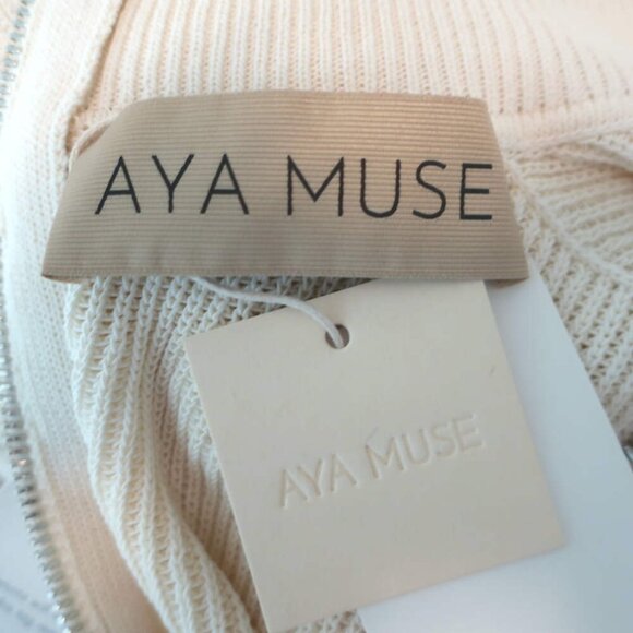 Aya Muse Berin Mock Neck Knit Maxi Dress Ivory Cotton-Blend Size Small NEW - Picture 5 of 7